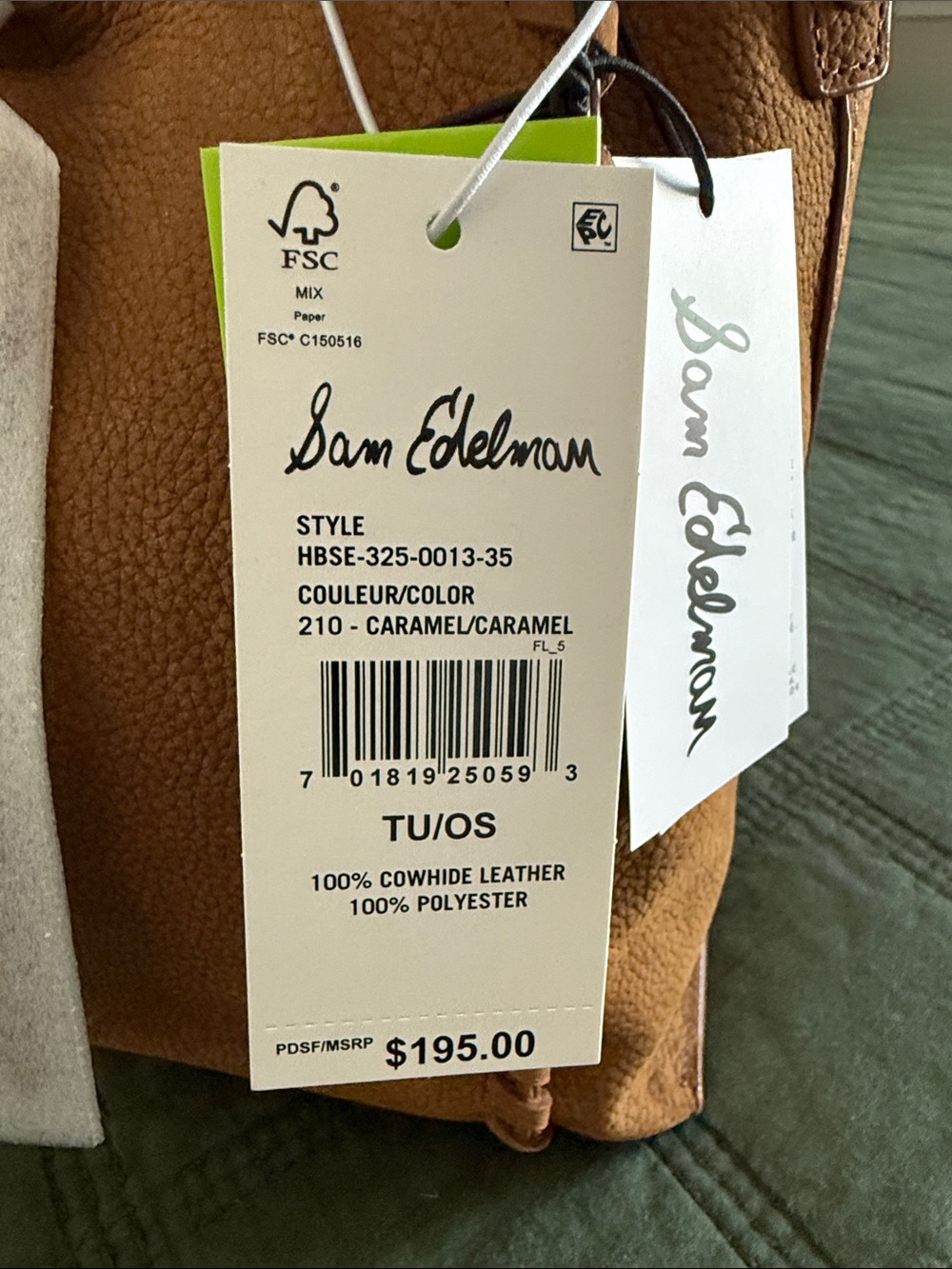 Sam Edelman Tan Brown Crossbody Tote with Whipstitch Detail - Picture 3 of 4